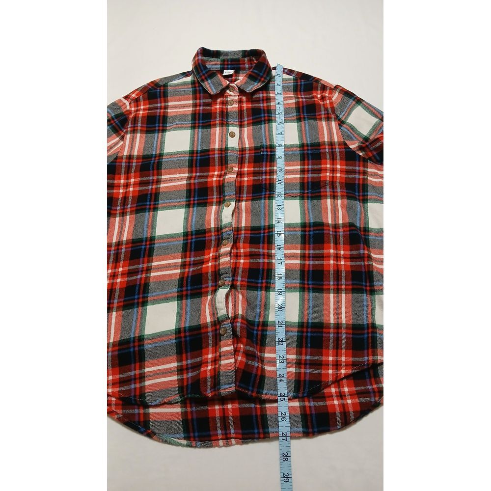 Old Navy Women's Red / Multicolor Plaid Cotton Long Sleeve Flannel Size Small - Picture 5 of 6